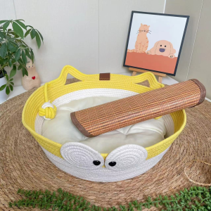 fun cat bed with double balls and eyes