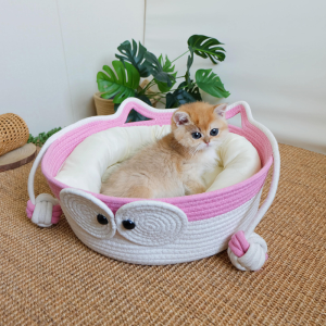 fun cat bed with double balls and eyes