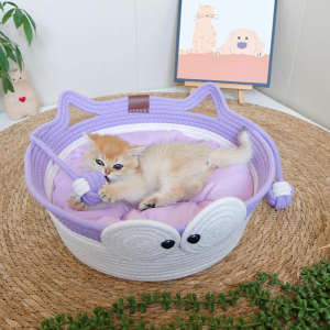 fun cat bed with double balls and eyes